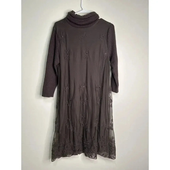 Sundance Dress Womens Large Eventide Angora Sequin Embellished Sweater Midi - Picture 1 of 8